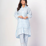 Light Blue Co - ord Set with White Thread Work - Anvi Couture