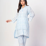 Light Blue Co - ord Set with White Thread Work - Anvi Couture