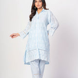 Light Blue Co - ord Set with White Thread Work - Anvi Couture