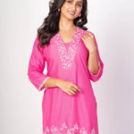 Pink Co - Ord Set With Embroidered Work - Anvi Couture