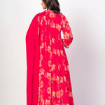Pink Floral Printed Anarkali Set with Embroidered Work - Anvi Couture