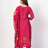 Royal Pink Printed Silk Kurta Set with Embroidered Work and Dupatta - Anvi Couture