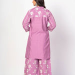 Purple Co - ord Set with White Embroidered Work - Anvi Couture