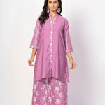 Purple Co - ord Set with White Embroidered Work - Anvi Couture