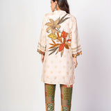 Off White and Green Printed Co - ord set Floral Print - Anvi Couture