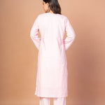 Pink Kurti Set With Mirror Work - Anvi Couture