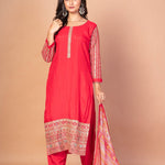 Gorgeous Red Kurti Set With Printed Dupatta - Anvi Couture