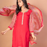 Gorgeous Red Kurti Set With Printed Dupatta - Anvi Couture
