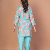 Sky Blue Printed Co - Ord Set - Anvi Couture