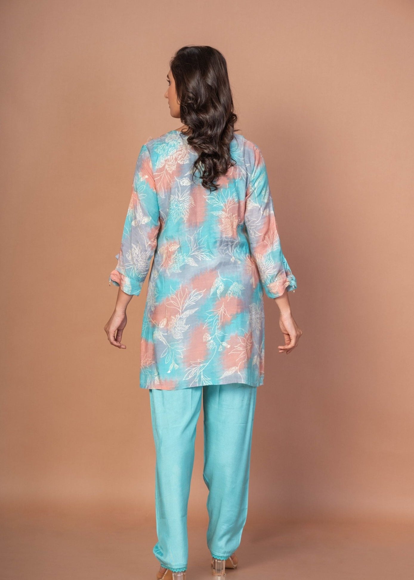 Sky Blue Printed Co - Ord Set - Anvi Couture
