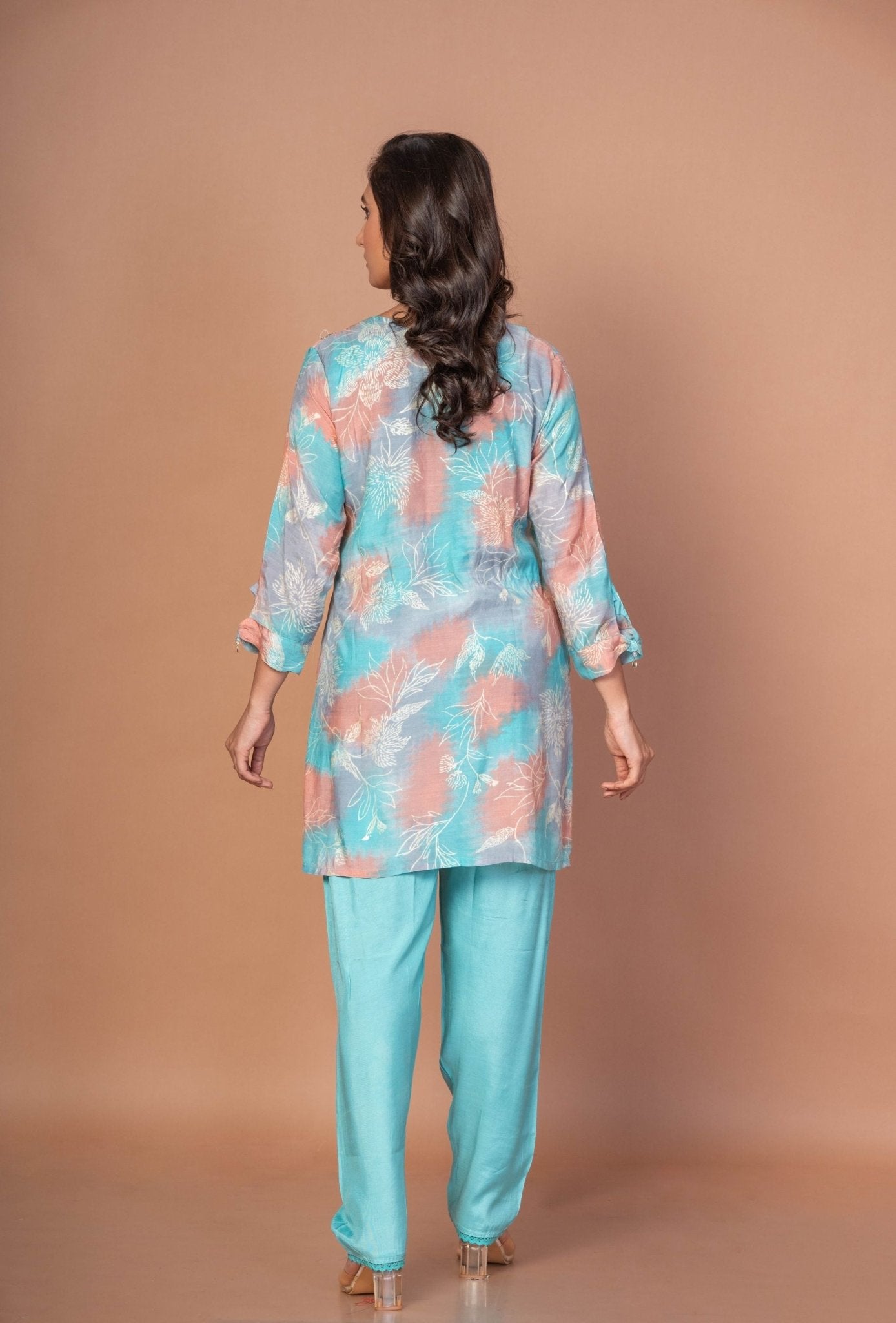 Sky Blue Printed Co - Ord Set - Anvi Couture