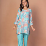 Sky Blue Printed Co - Ord Set - Anvi Couture