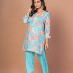 Sky Blue Printed Co - Ord Set - Anvi Couture