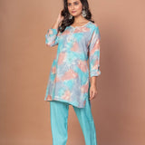 Sky Blue Printed Co - Ord Set - Anvi Couture