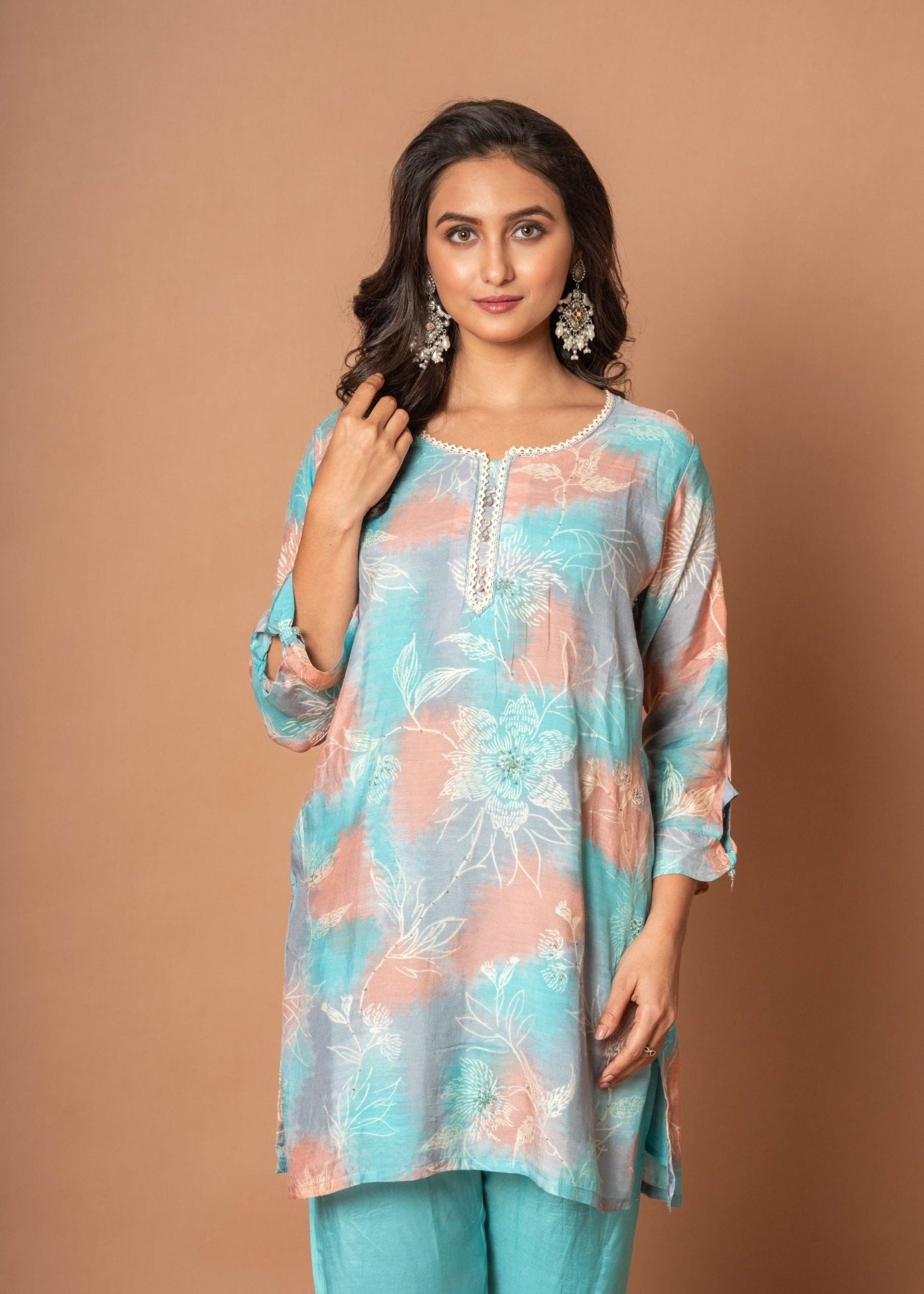 Sky Blue Printed Co - Ord Set - Anvi Couture
