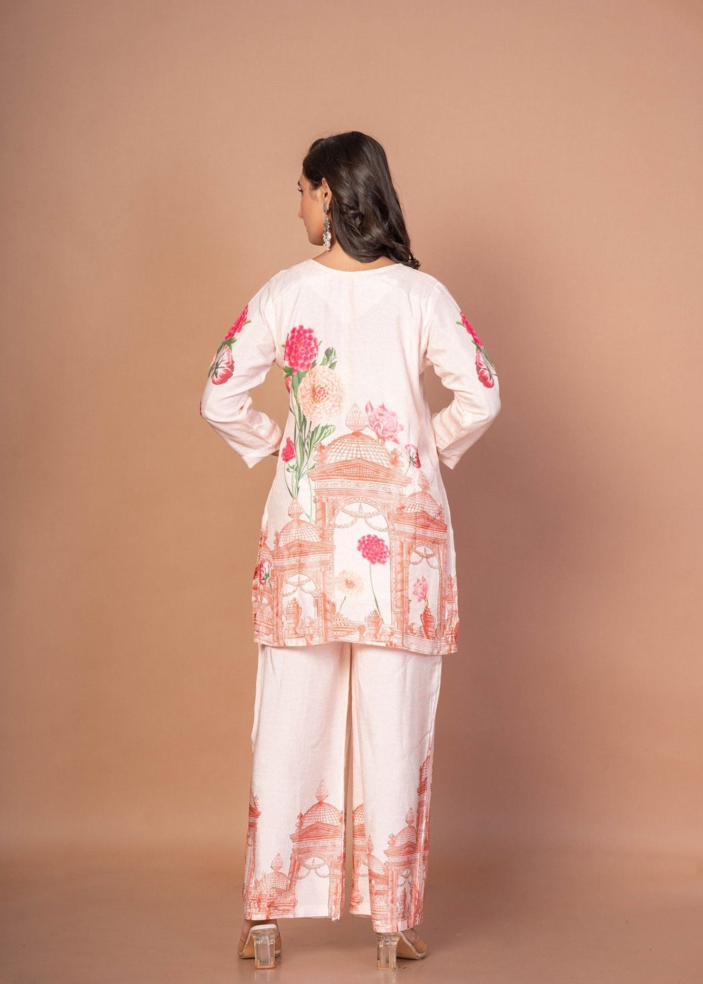 Off White Printed Co - ord Set - Anvi Couture