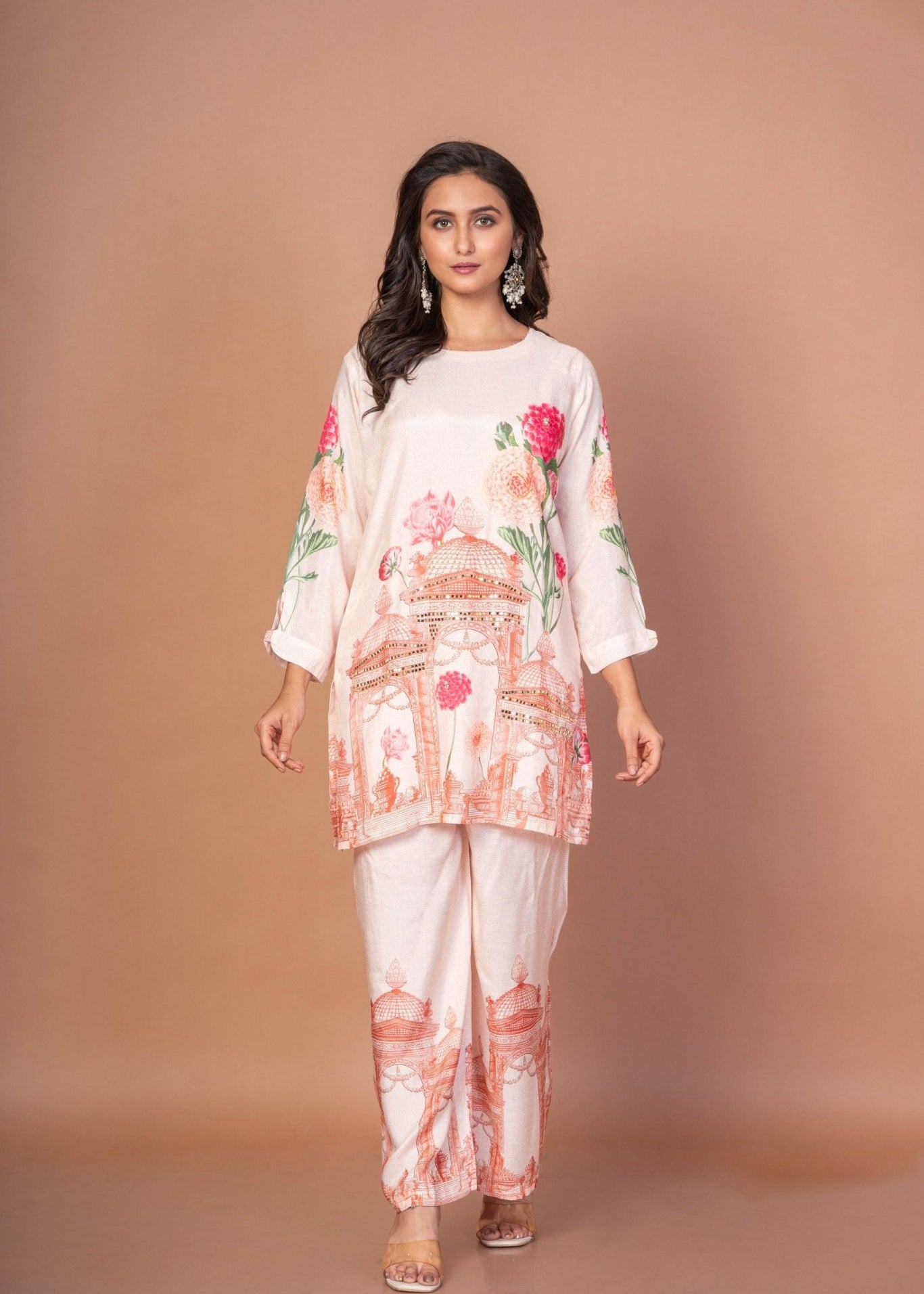 Off White Printed Co - ord Set - Anvi Couture