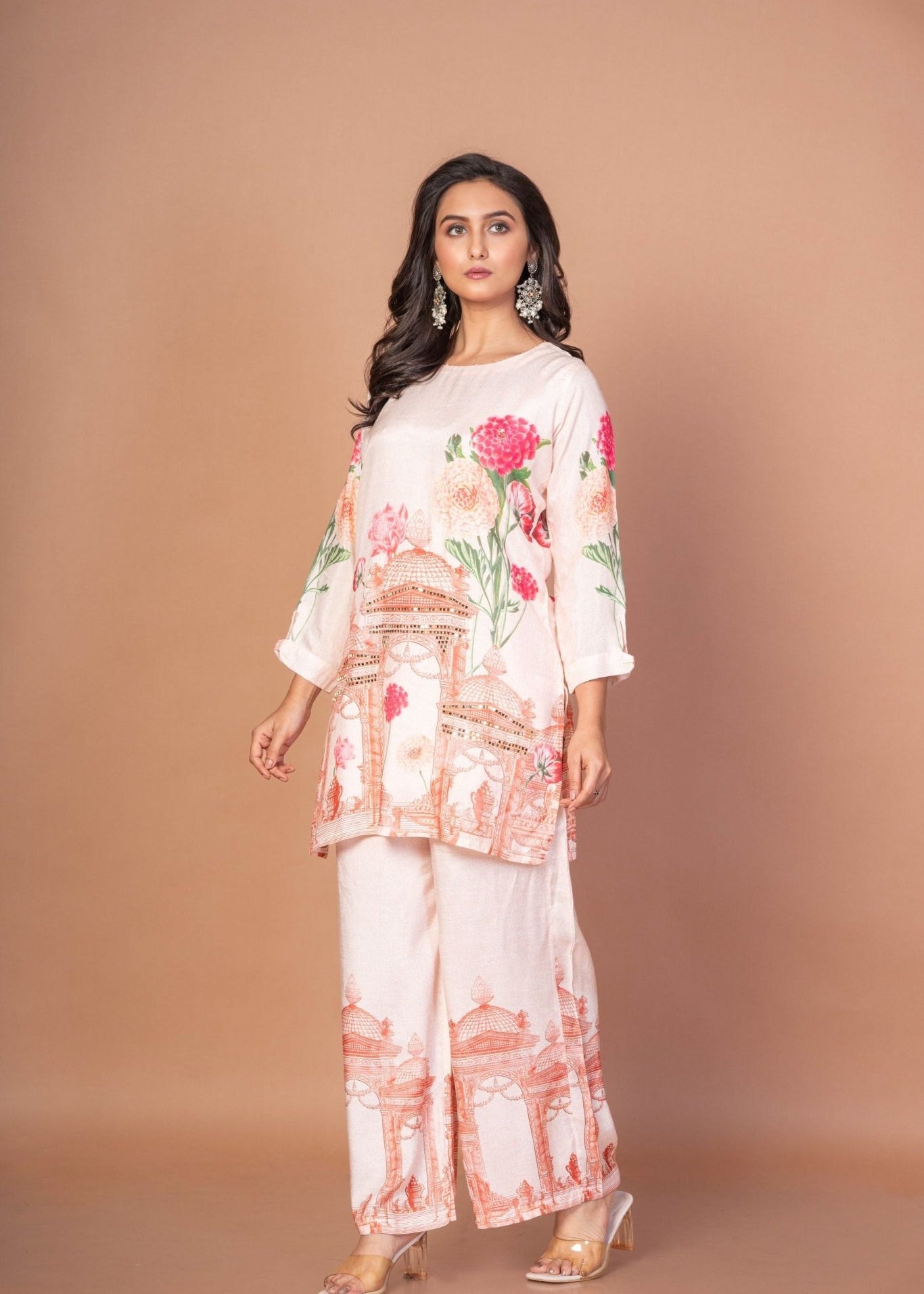 Off White Printed Co - ord Set - Anvi Couture