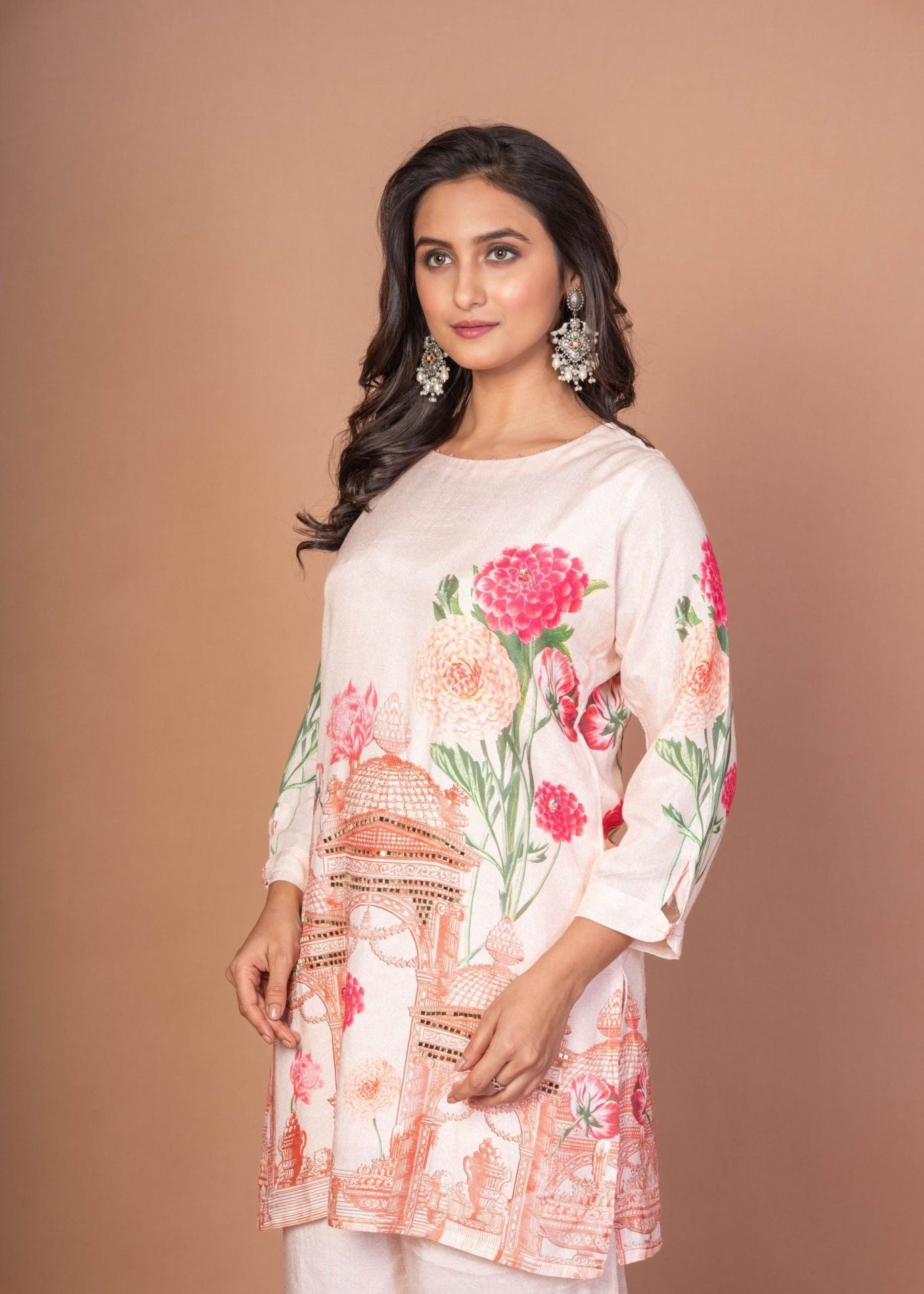 Off White Printed Co - ord Set - Anvi Couture