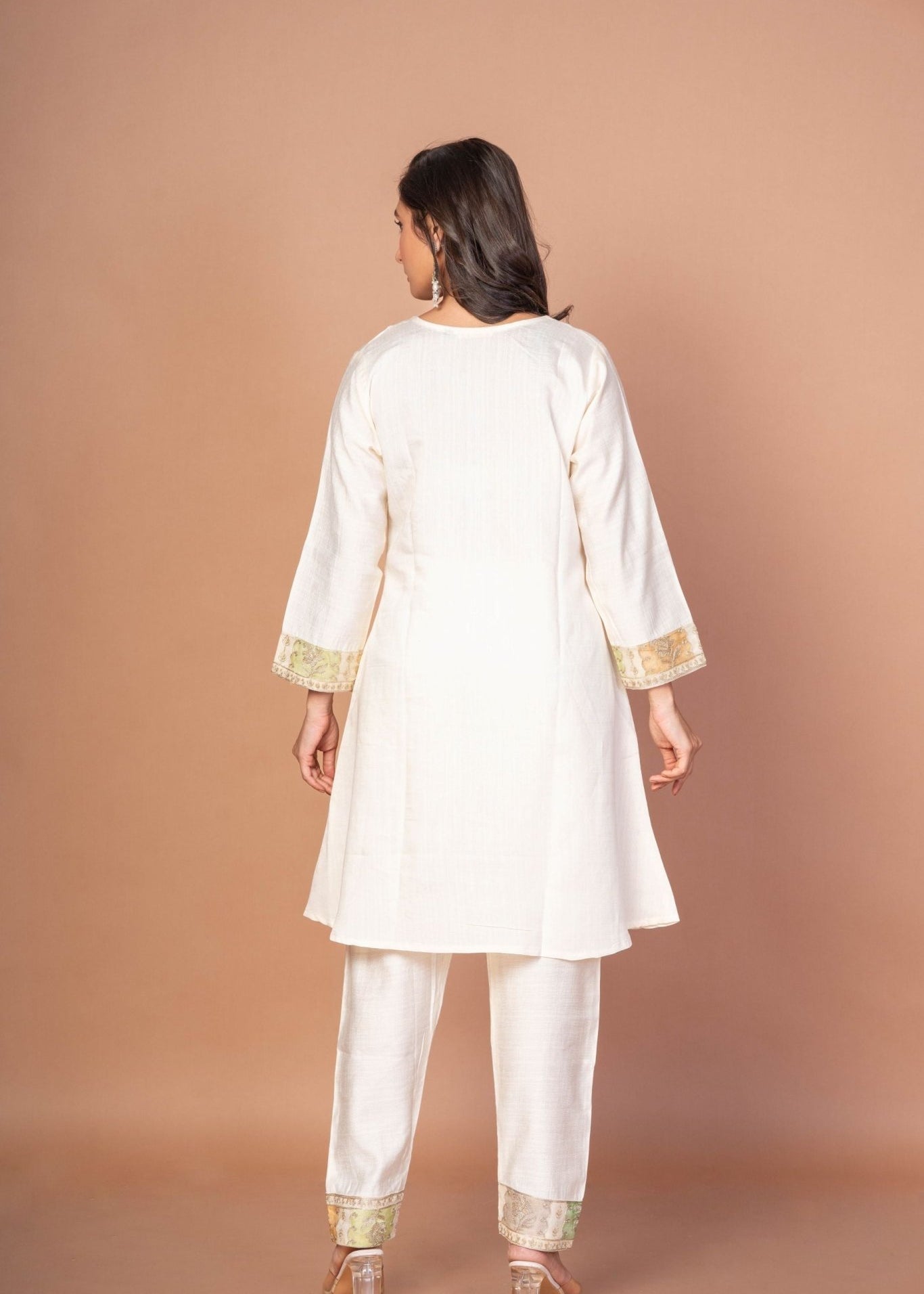 Off White Co - Ordset by Multicolor Embroidered Patchwork - Anvi Couture