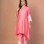 Pink Silk Co - ord Set with Embroidered Work - Anvi Couture