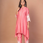 Pink Silk Co - ord Set with Embroidered Work - Anvi Couture