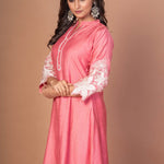 Pink Silk Co - ord Set with Embroidered Work - Anvi Couture