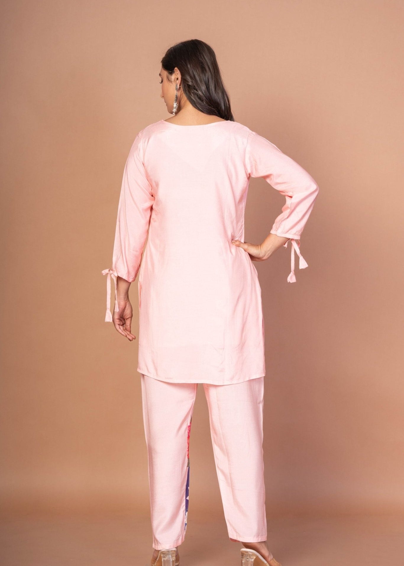 Pink Co - ord set with Abstract Paint - Anvi Couture