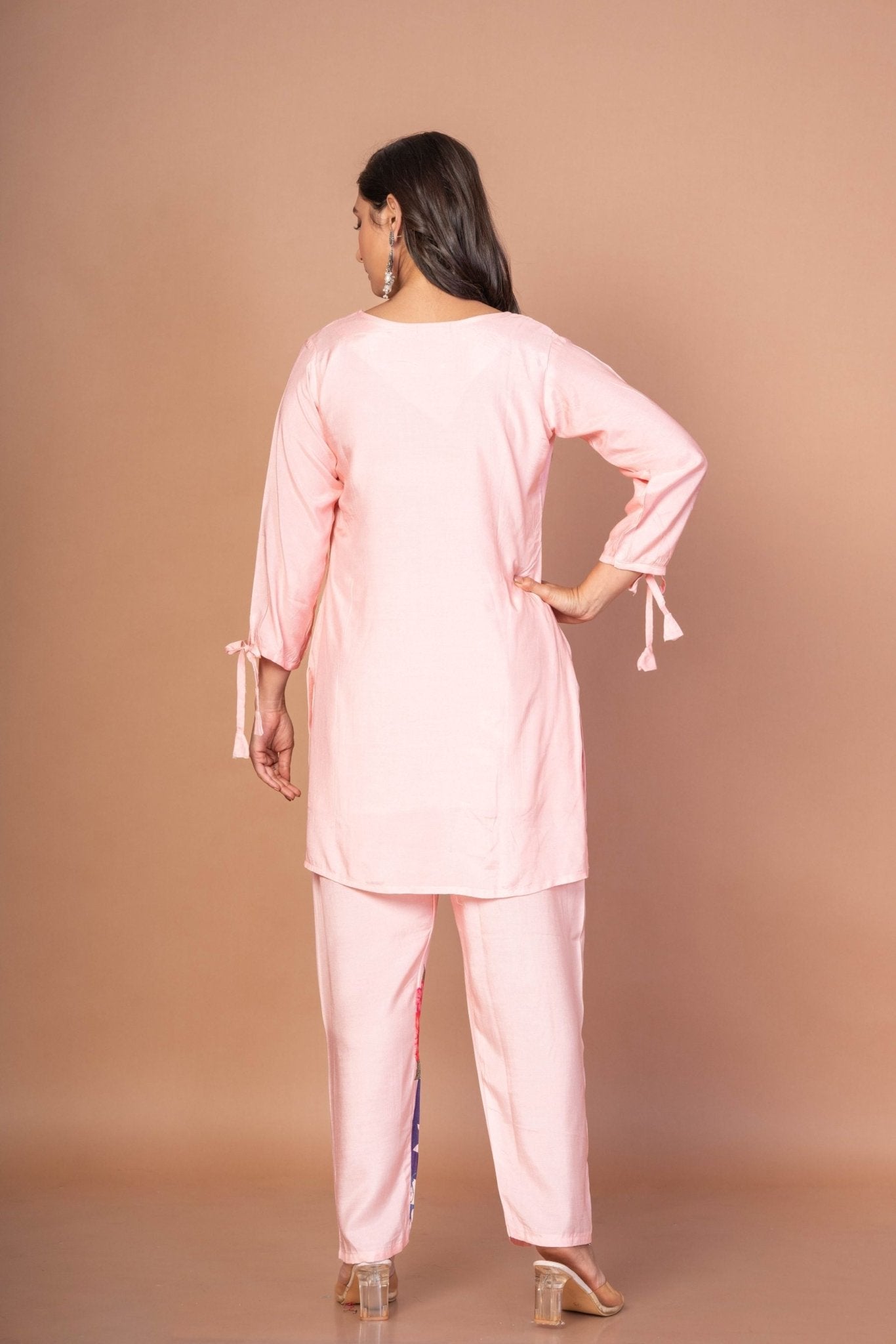 Pink Co - ord set with Abstract Paint - Anvi Couture