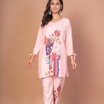 Pink Co - ord set with Abstract Paint - Anvi Couture
