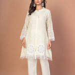 Sea Green Cotton Co - Ord Set With Embroidered and Lace Work - Anvi Couture