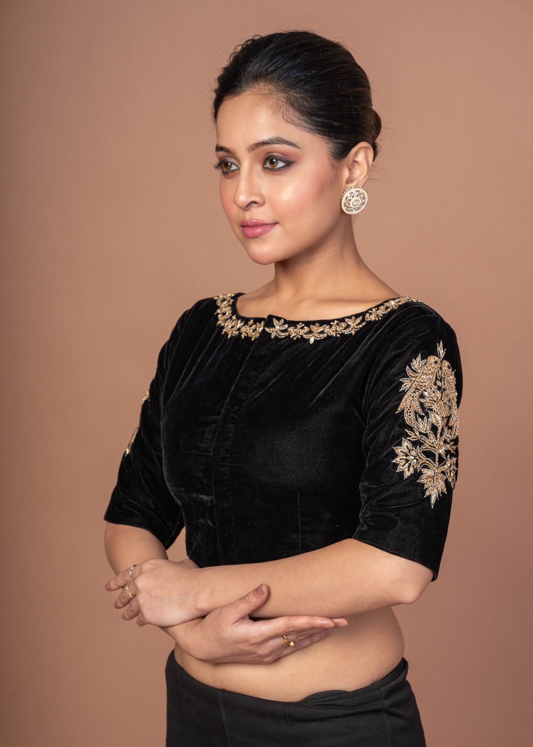  Black Velvet  Hand Embroidered Work Blouse ing 3
