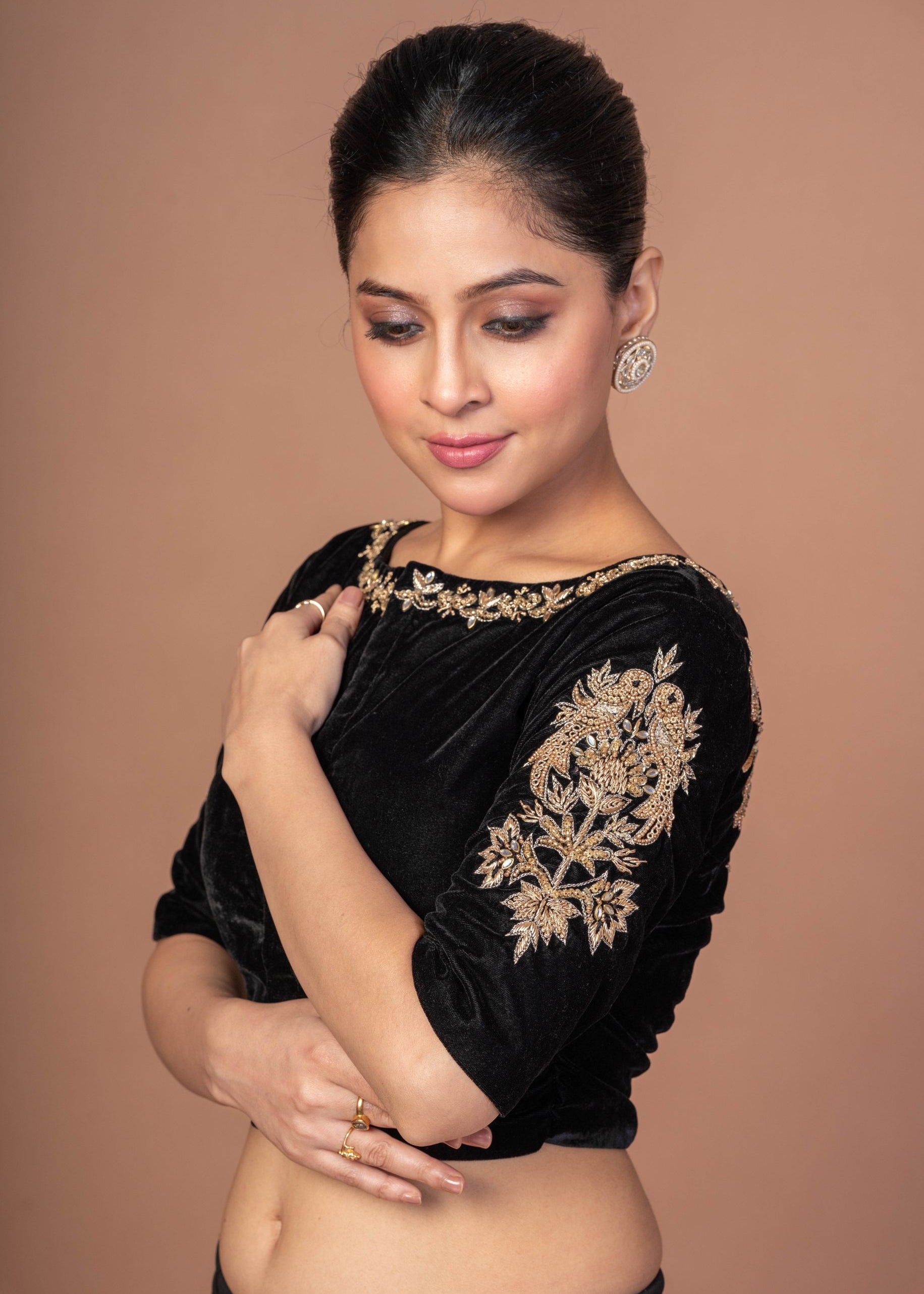  Black Velvet  Hand Embroidered Work Blouse ing 1