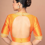 Raw Silk Yellow Blouse in Halter Square Neckline With Hand Embroirdered Work
img 4