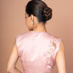  Light Pink Sleeveless Blouse with Floral Hand Embroired Thread Work image 4