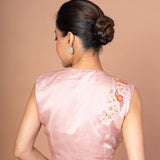  Light Pink Sleeveless Blouse with Floral Hand Embroired Thread Work image 4