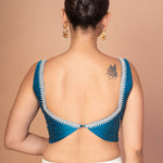  Blue Raw Silk Plunging Sweetheart Neckline With Back Deep Cut-Out image 4