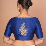 Blue Hand-Embroidered Blouse with Round Neck and Back Closure
image 3