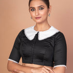 Chic White Hakoba Blouse with Stylish Back Print and Ruffle Sleeves image 3
