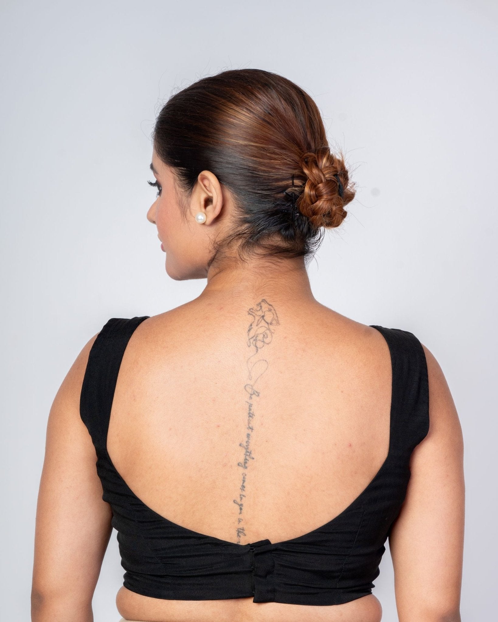 Black Satin Silk Sweetheart Neckline Sleeveless Blouse - Anvi Couture