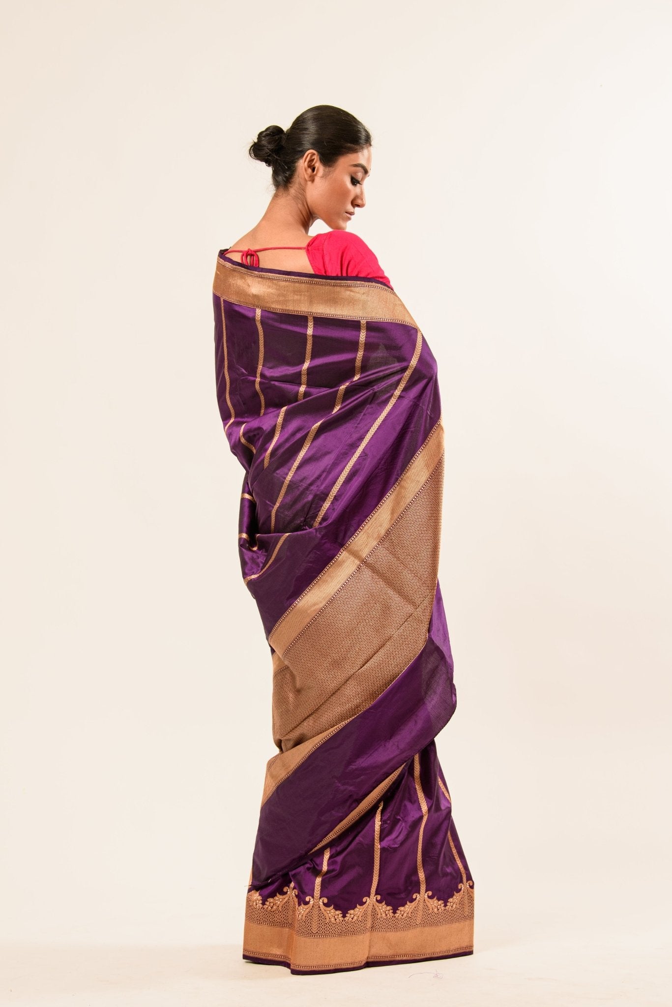  Purple Color Katan Silk Handwoven Banarasi Saree