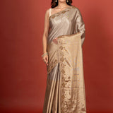 Gold & Silver Tissue Borcade Banarasi Saree with Hand Embroidered Work Full
