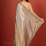 Gold & Silver Tissue Borcade Banarasi Saree with Hand Embroidered Work Back
