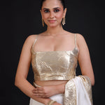 Golden Spaghetti Designer Blouse front