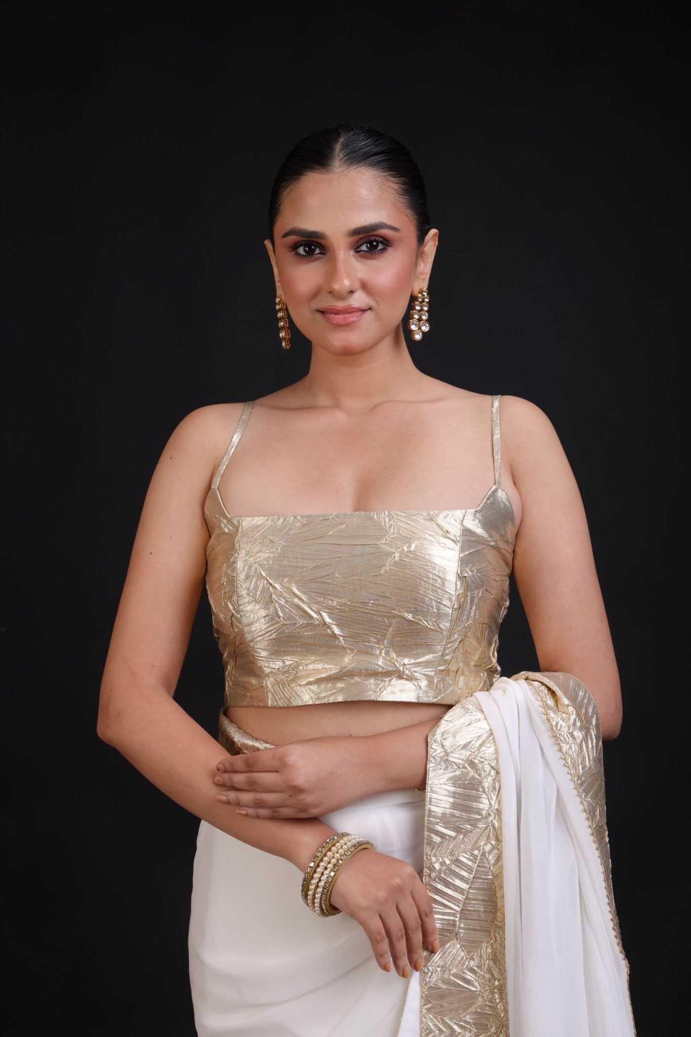 Golden Spaghetti Designer Blouse - Anvi Couture