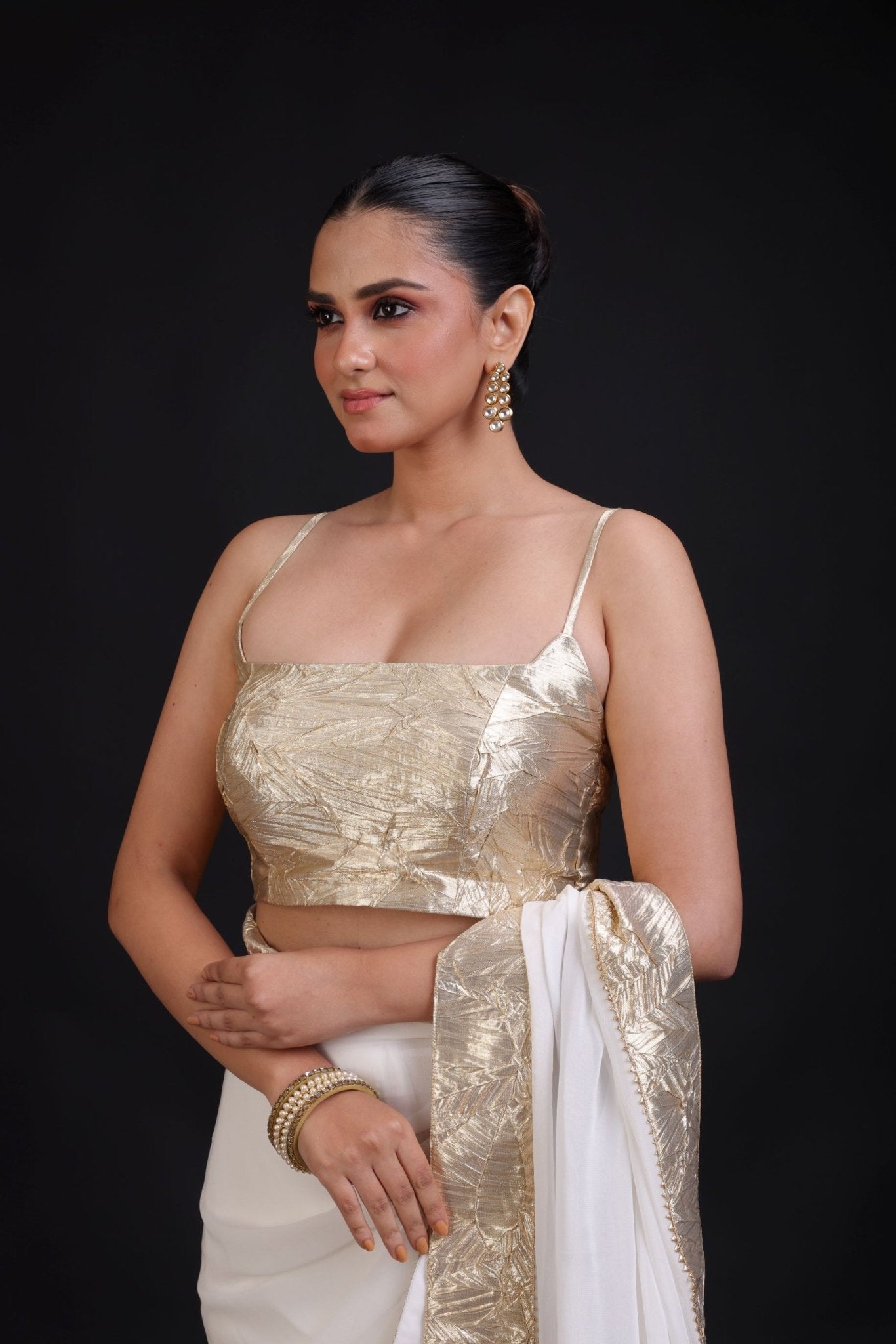 Golden Spaghetti Designer Blouse - Anvi Couture