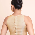Golden Tissue High Neck Sleeveless Blouse Back