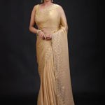 Golden Tissue Saree With Hand Embroidered  Full
