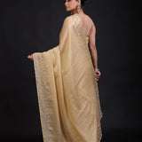Golden Tissue Saree With Hand Embroidered Back
