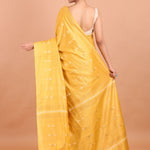 Golden Yellow Handloom Chanderi Silk Saree back